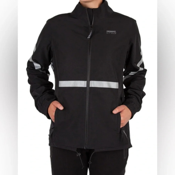 RUNNING ROOM WOMEN'S BLACK REFLECTIVE RUNNING CYCLING JACKET SZ M - Picture 1 of 12